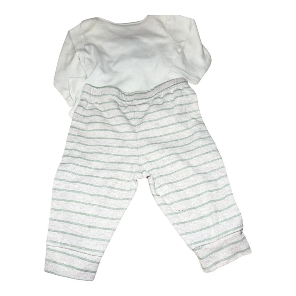 Modern Aesthetic Minibean Outfit Set 0-3M White Green Mini Influencer 3pc‎